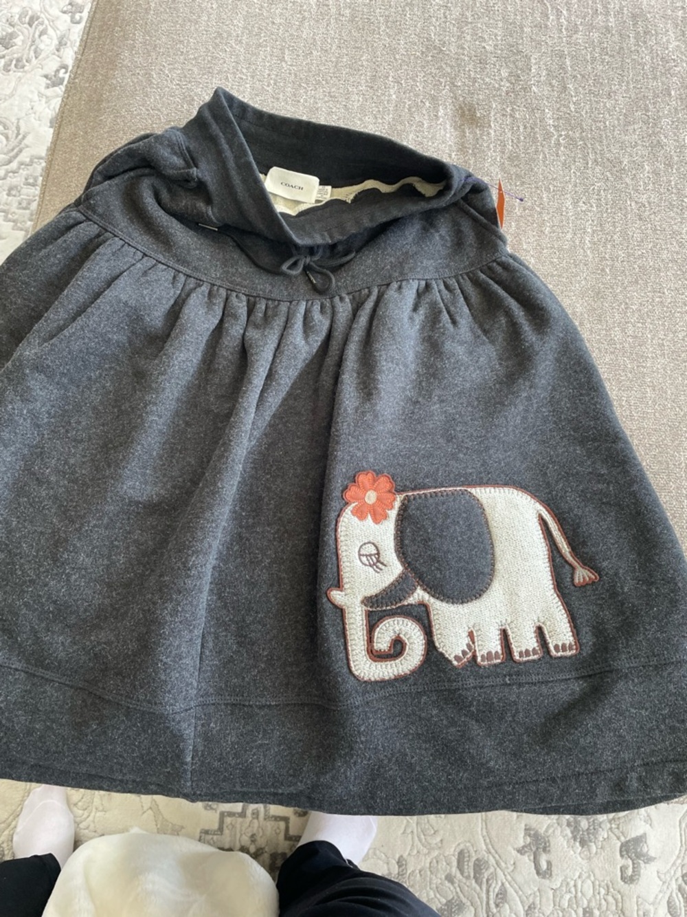 Coach Dark Gray Appliqué Elephant Skirt